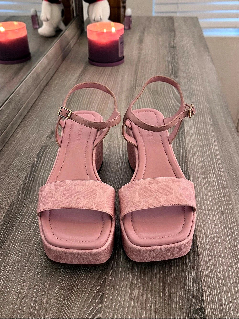 Coach Crystal Signature Jacquard Platform Sandal Pink